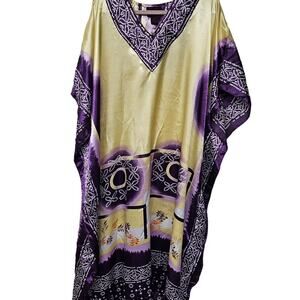 As Hro Kaftan Dress Womens Free Sze Satin Ombre Purple Exotic Amethyst Lagenlook